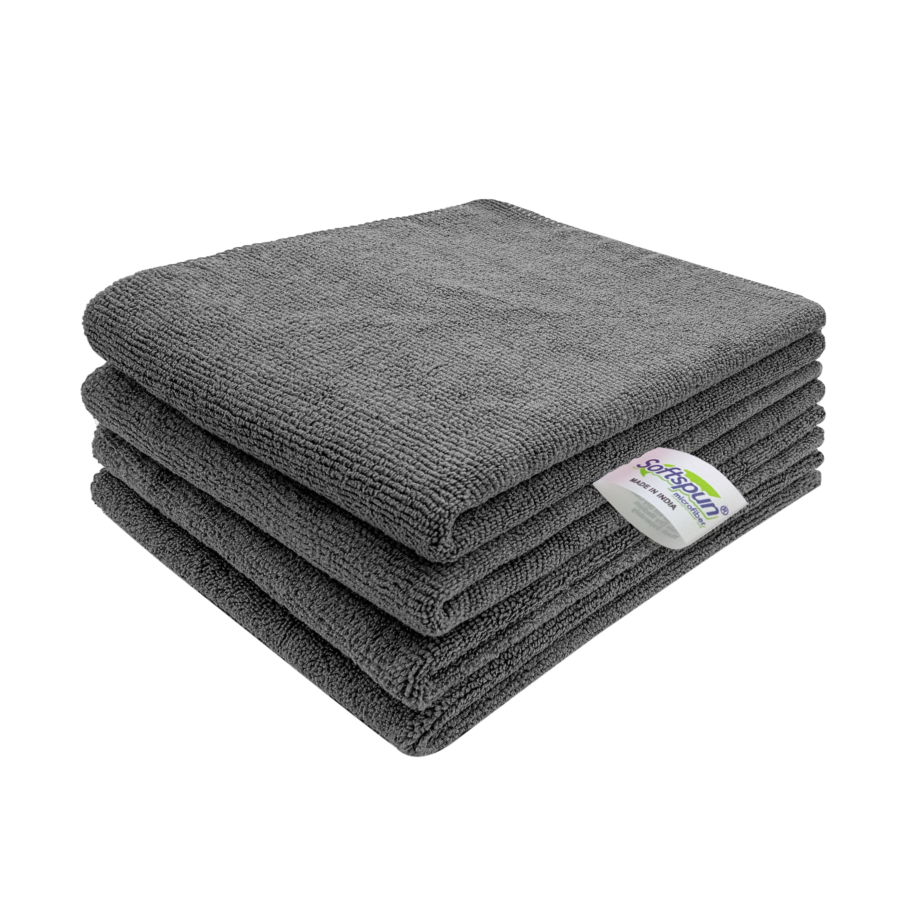 SOFTSPUN Microfiber Cleaning Cloths, Towel Set 340 GSM. Highly Absorbent, Lint and Streak Free, Multi-Purpose Wash Cloth for Kitchen, Car, Window, Stainless Steel, Silverware.