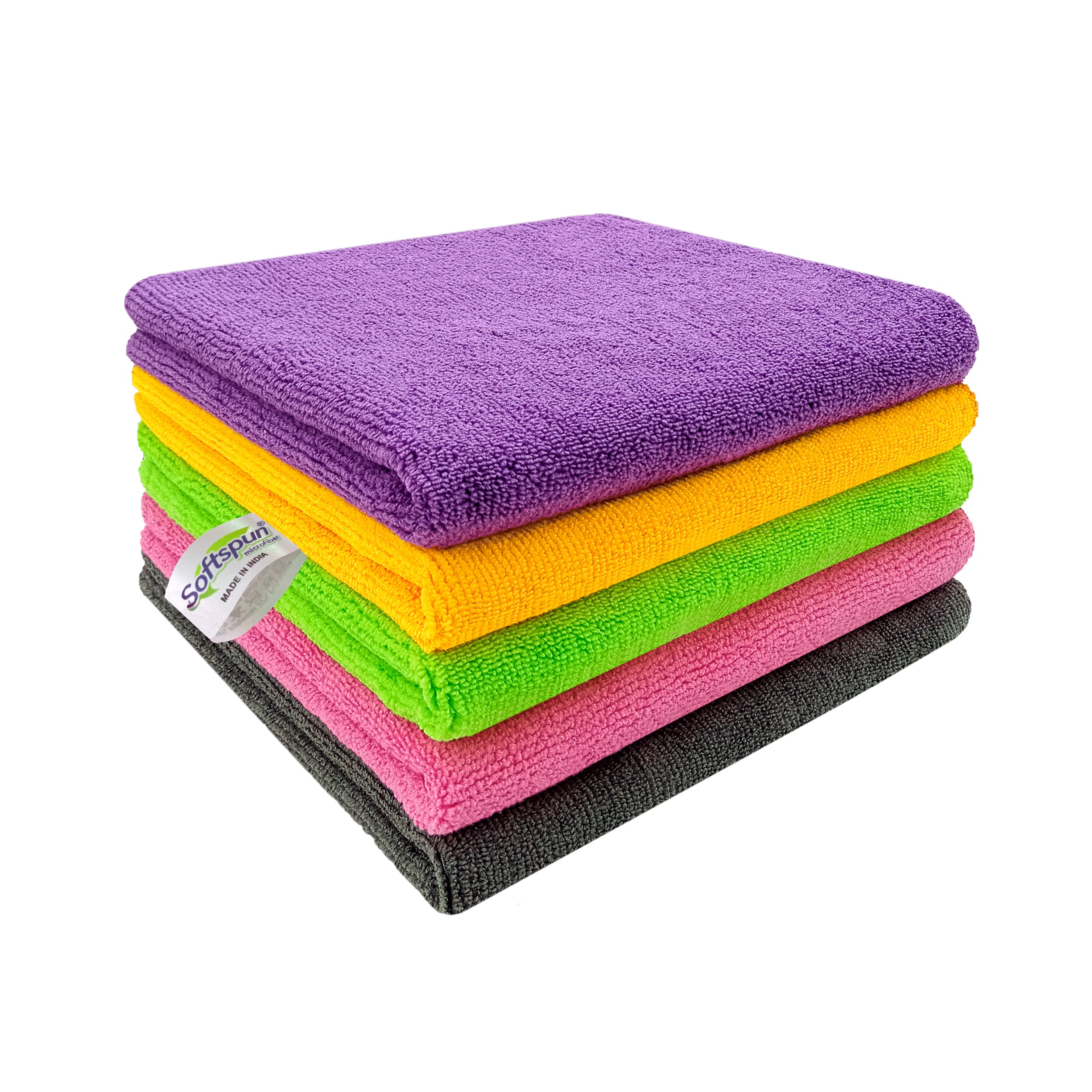 SOFTSPUN Microfiber Towel - 340 GSM Thick 100int & Streak-Free Multipurpose Cloth
