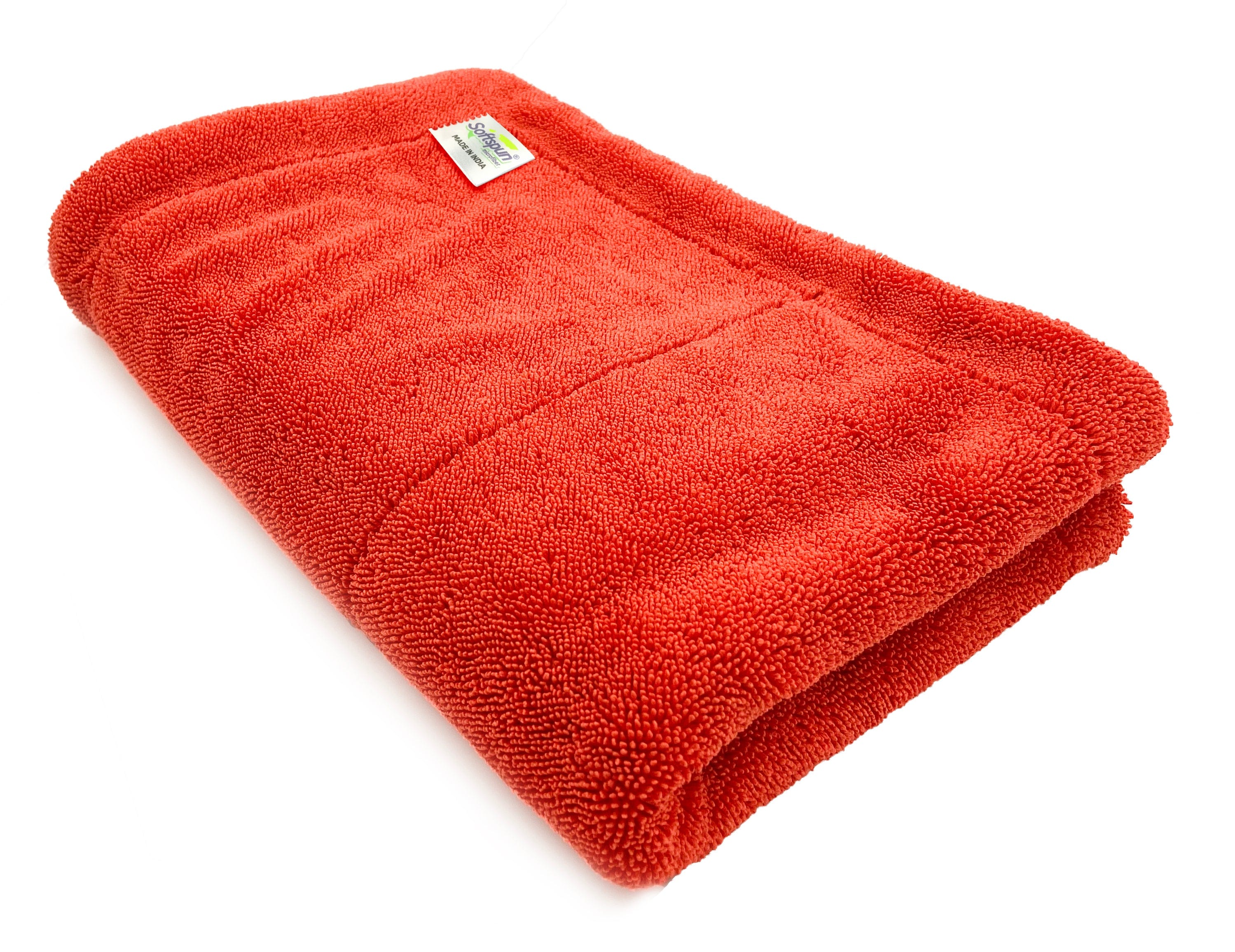 SOFTSPUN Microfiber Cloth for Car - 1600 GSM, Twisted Loop Super Absorbent Towel - Edgeless Design with Plush Pile and Lint Free Cloth for Drying and Detailing.