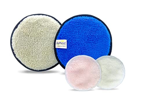 SOFTSPUN Microfiber Reusable Makeup Remover Cleansing Pads for Face, Eyes, Lipstick, 4pcs, 280 GSM, 12x12cms, Multi-color, Safe for all Skin Types.