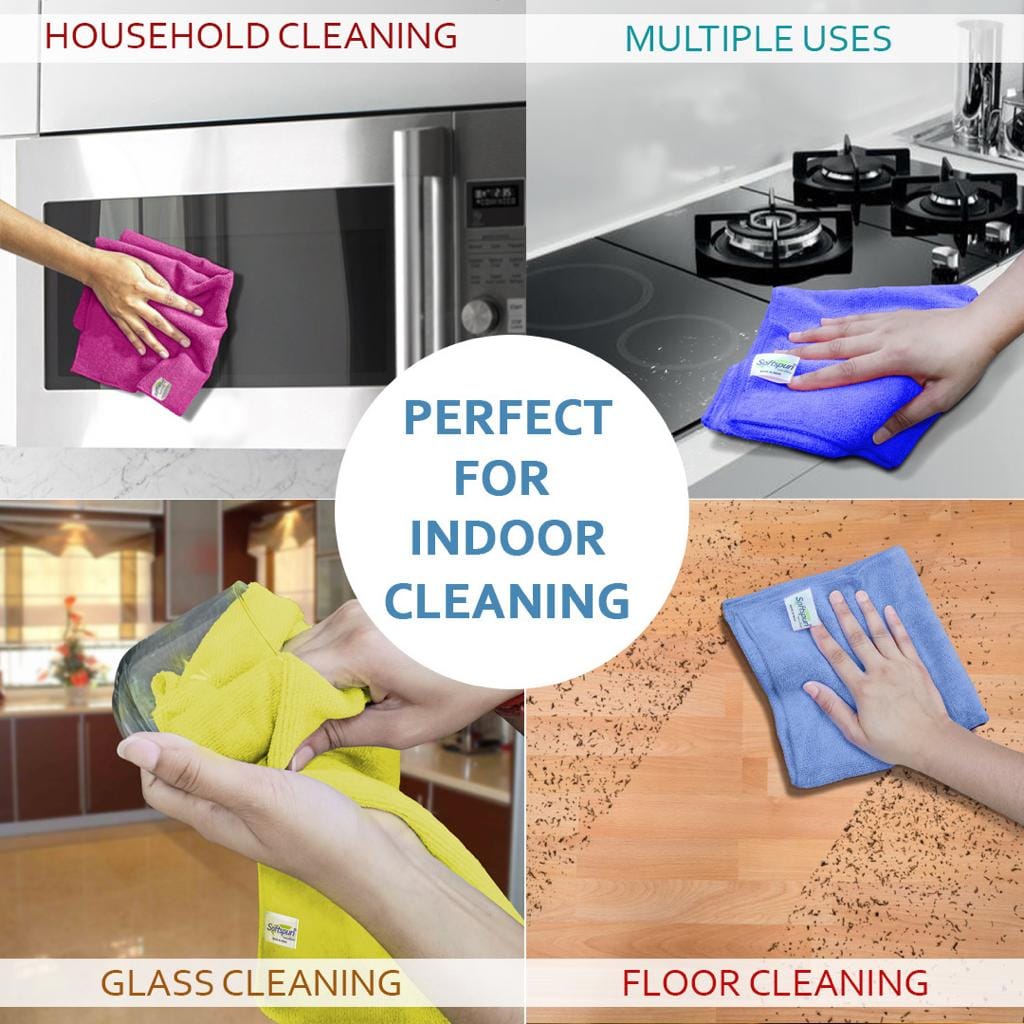 SOFTSPUN Microfiber Home & Kitchen Cleaning and Dusting Cloth 340 GSM (MULTI-COLOR)