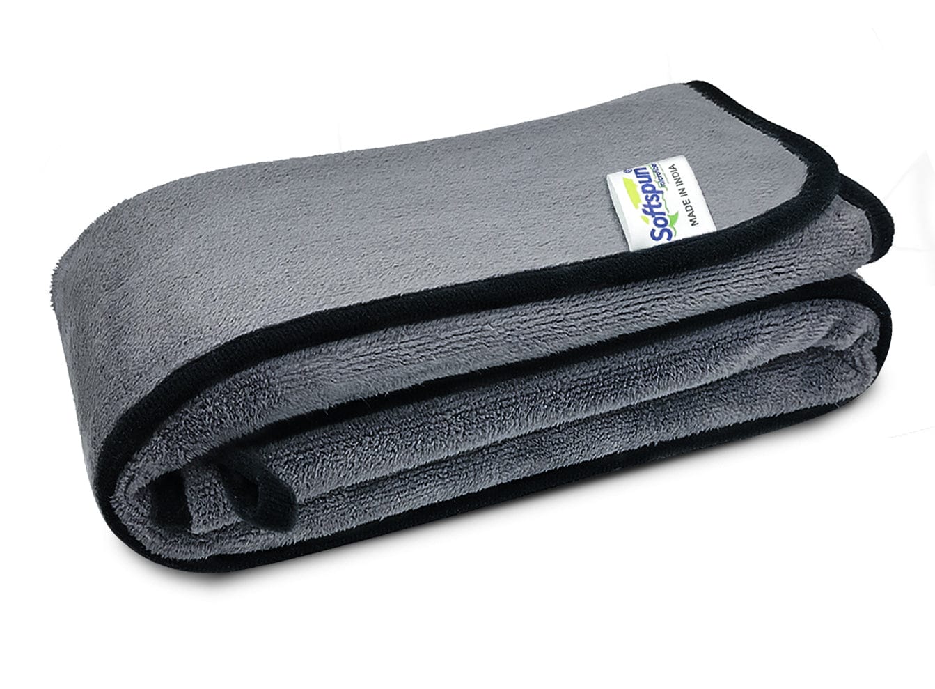 SOFTSPUN Microfiber Super Absorbent Cloth, 500 GSM, Grey! Silk Banded Edge Towel Set, Extra Thick Microfiber Cleaning Cloths Perfect for Bike, Auto, Cars Both Interior and Exterior.