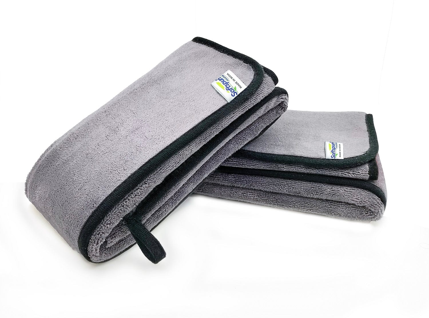 SOFTSPUN Microfiber Super Absorbent Cloth, 500 GSM, Grey! Silk Banded Edge Towel Set, Extra Thick Microfiber Cleaning Cloths Perfect for Bike, Auto, Cars Both Interior and Exterior.