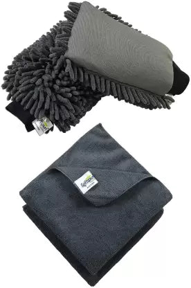 microfiber car wash gloves with 1700 gsm and cloth with 340 gsm thickness - Softspun