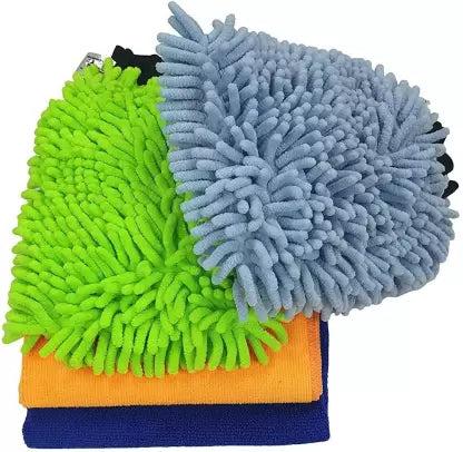 microfiber car wash gloves with 1700 gsm and cloth with 340 gsm thickness - Softspun